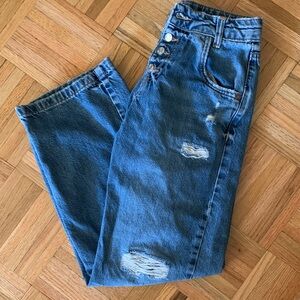 Zara Girls Distressed Wide Leg Jeans - Regular Wash - Size 11/12